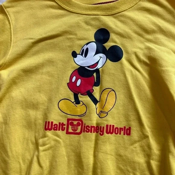 Walt Disney World Yellow Mickey Pullover Crewneck Sweatshirt Size Small - Picture 4 of 13